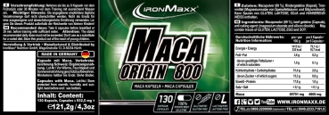 Preview: IRONMAXX MACA ORIGIN 800 (130 CAPS À 800MG)
