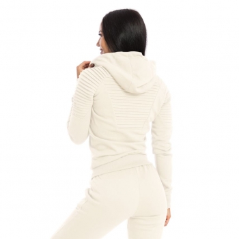 Preview: SMILODOX DAMEN ZIP HOODIE RIPPLEZ BEIGE